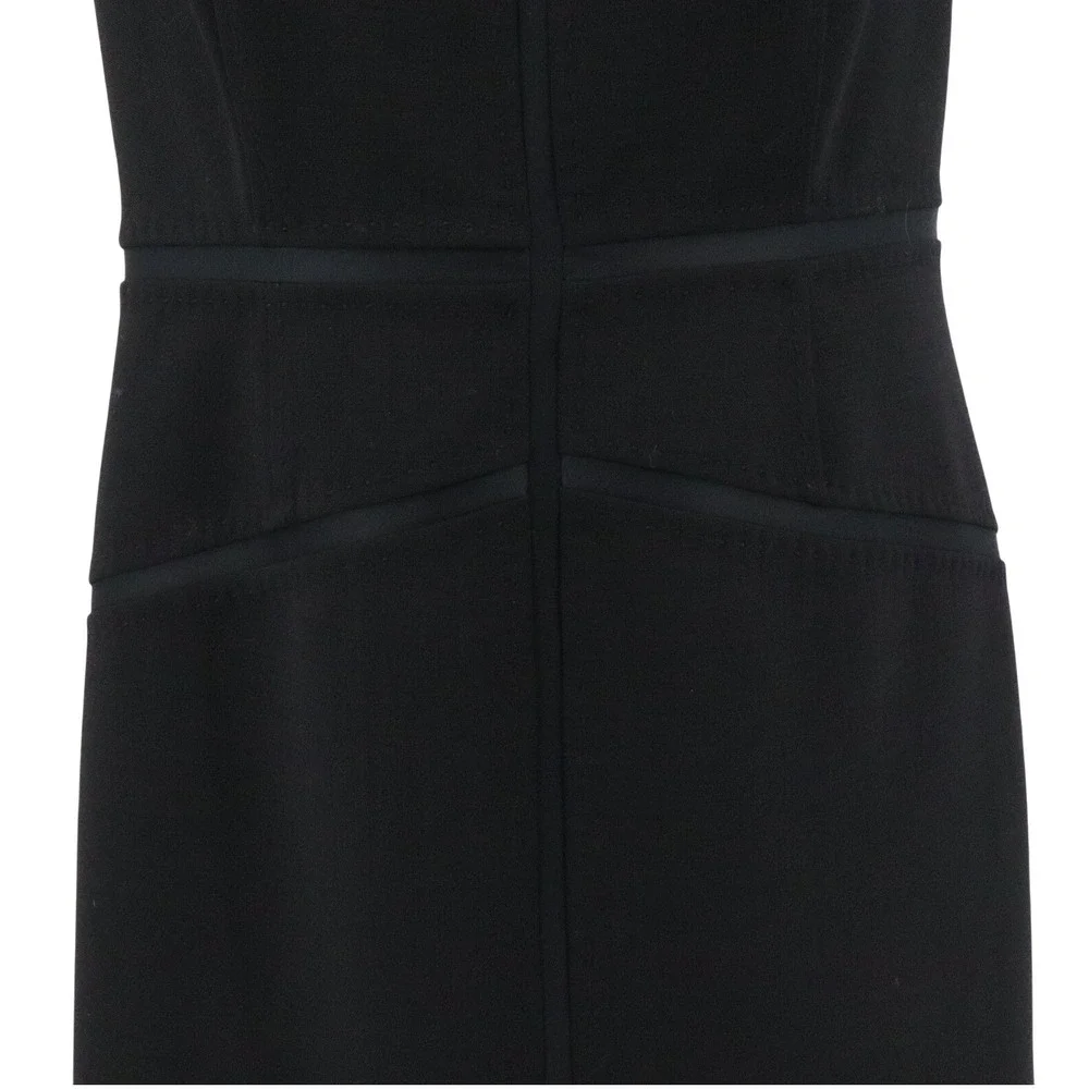 Tory Burch Satin Trim Wool Blend Sleeveless Sheath Work Cocktail Dress Black 4